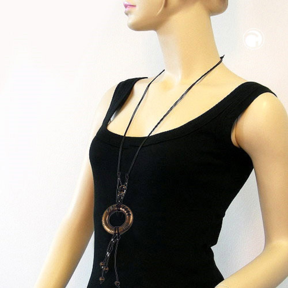 unbespielt Damen Altmessingfarben Ring Baumwollkordel Kunststoff Kette Collier cm, 90 für Modeschmuck schwarz