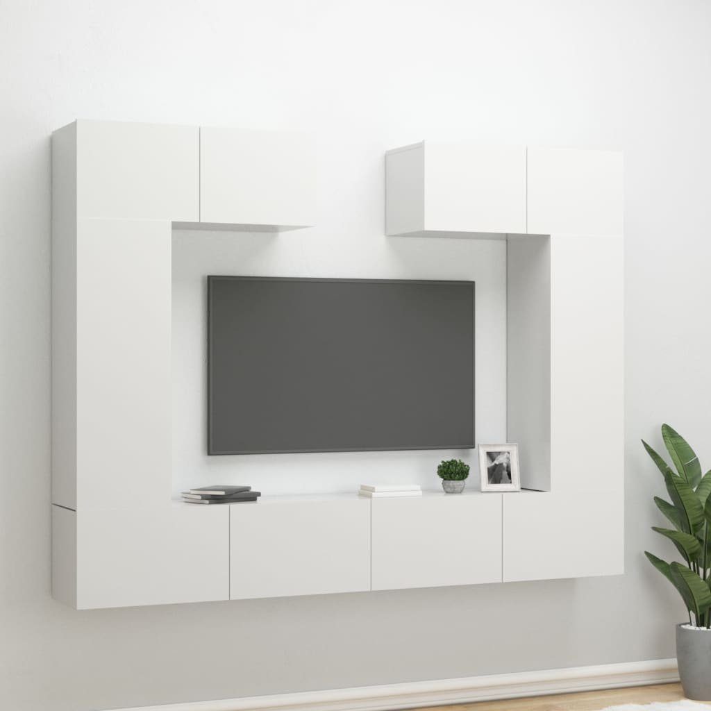 vidaXL TV-Schrank 6-tlg. TV-Schrank-Set Hochglanz-Weiß Holzwerkstoff (6-St)