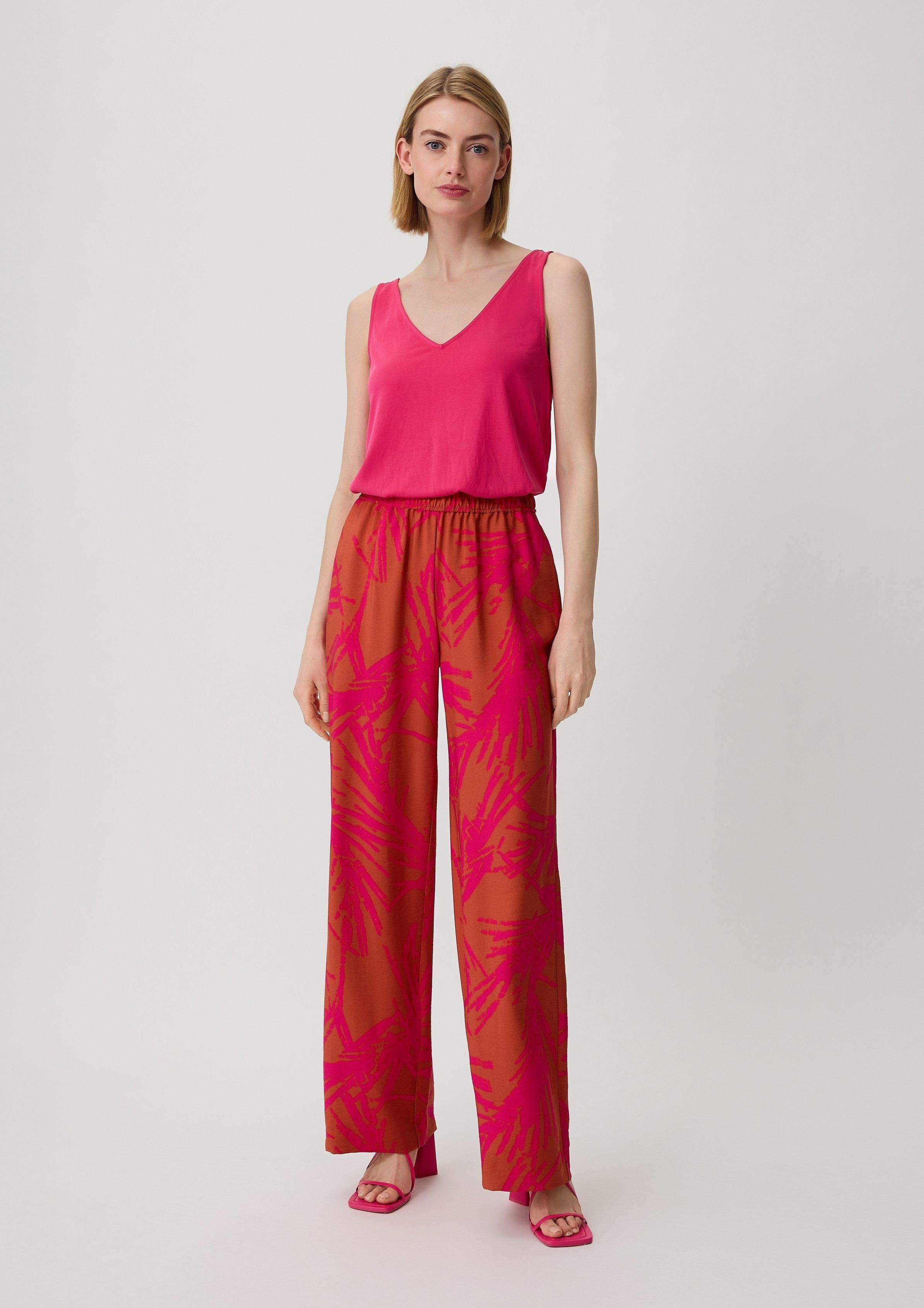 All-over-Print pink Relaxed: Hose mit Comma Stoffhose