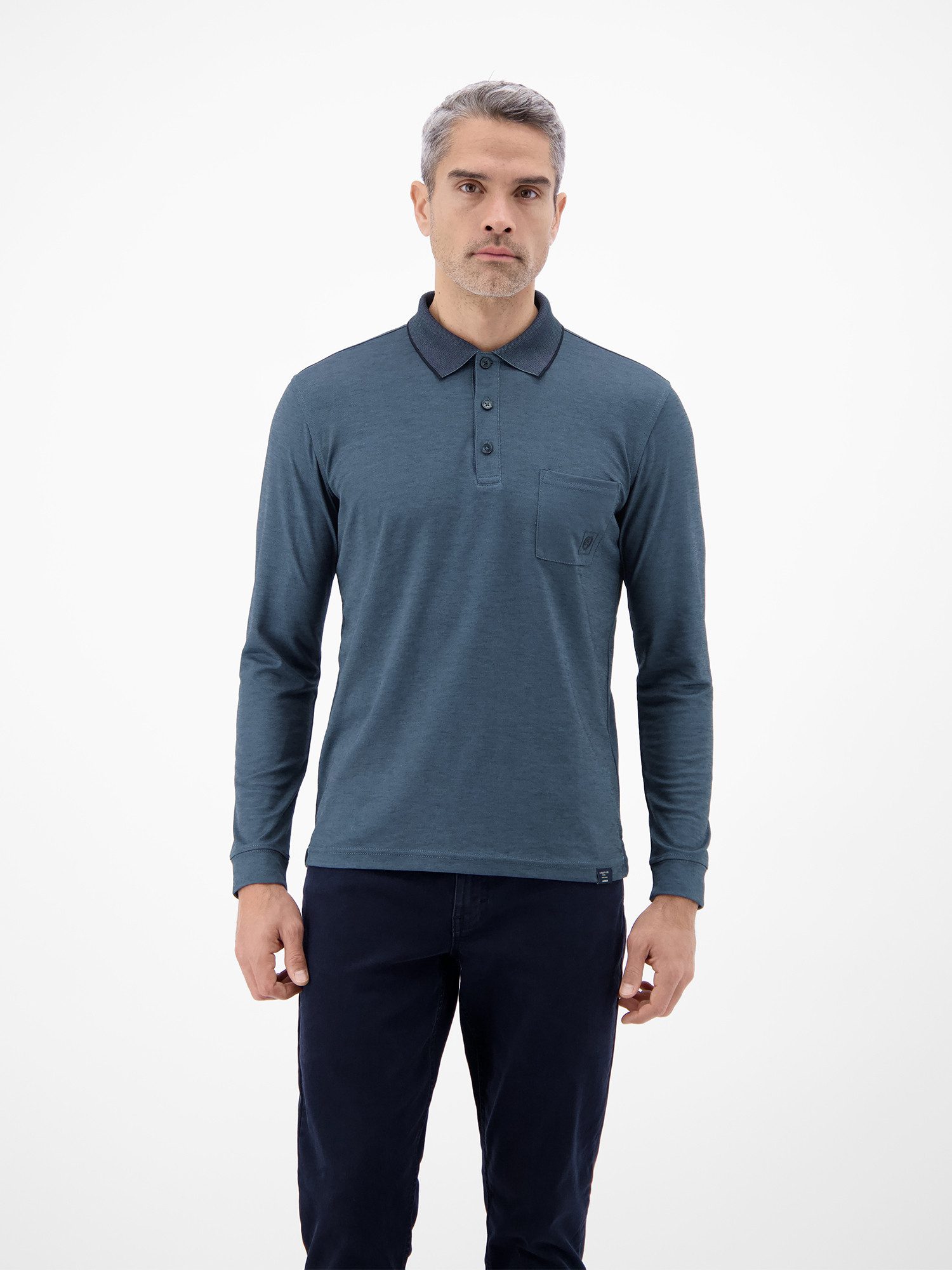 LERROS Sweatshirt Langarm Polo mit Brusttasche aus Baumwollmix – Bild 3 von 5