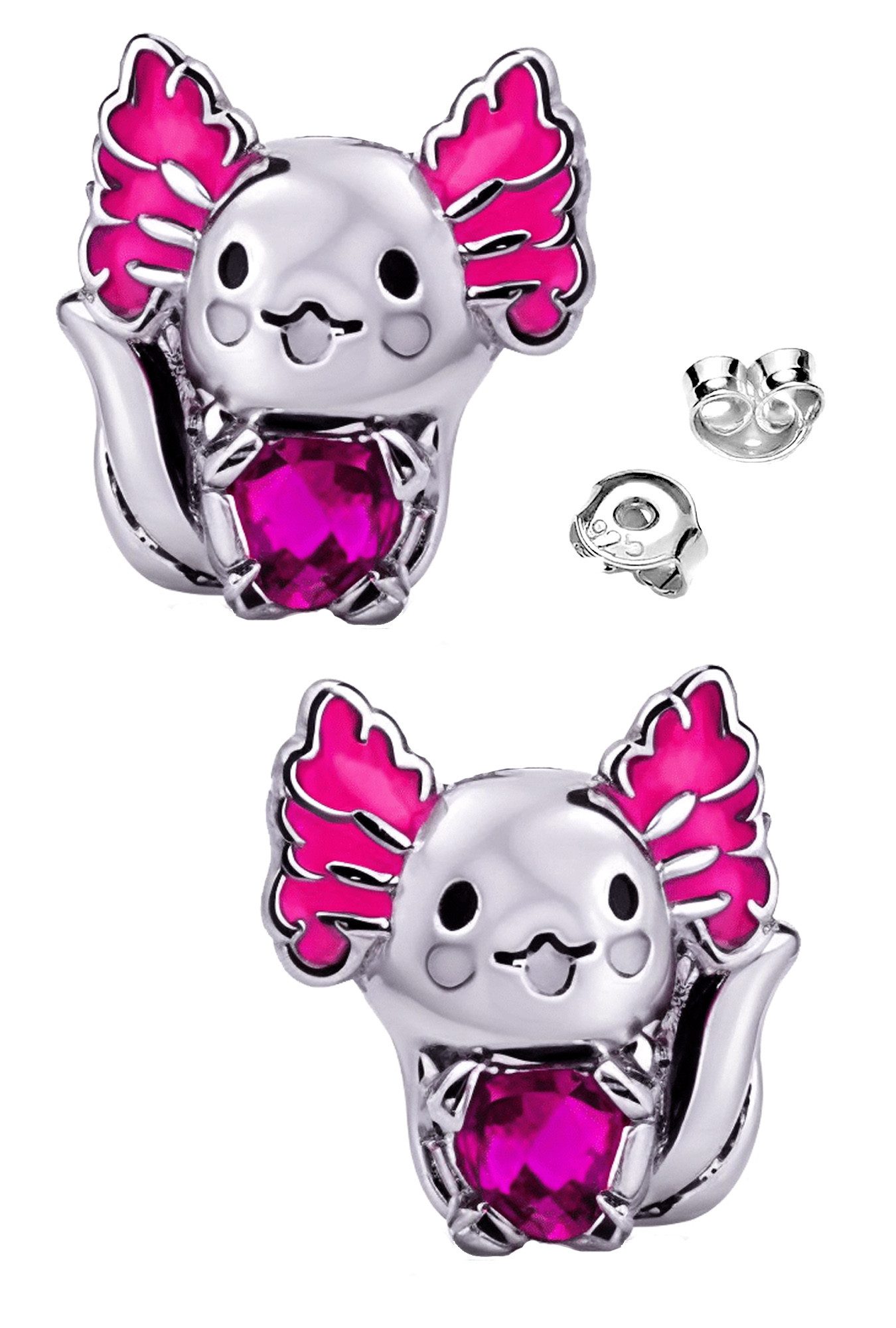 Limana Paar Ohrstecker echte 925 Silber Drache Herz Ohrringe für Mädchen Damen Kinder Frauen (Silberschmuck Kinderschmuck Mädchenschmuck inkl. Dose), Schmuck Geschenk Ostern Weihnachten Geburtstag Nikolaus Einschulung