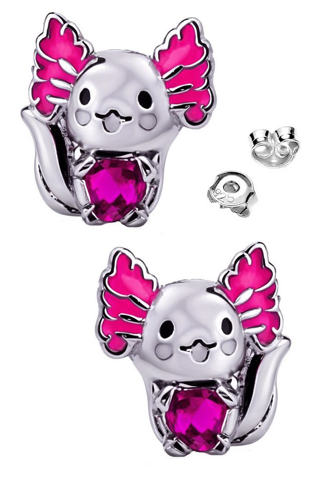 Limana Paar Ohrstecker echte 925 Silber Drache Herz Ohrringe für Mädchen Damen Kinder Frauen (Silberschmuck Kinderschmuck Mädchenschmuck inkl. Dose), Schmuck Geschenk Ostern Weihnachten Geburtstag Nikolaus Einschulung