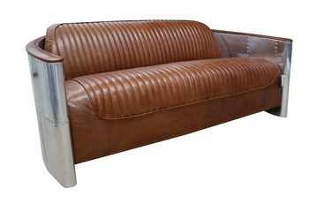 JVmoebel Sofa Design Club 3 Sitzer Sofa Vintage Leder Aluminium Couchen, Made in Europe
