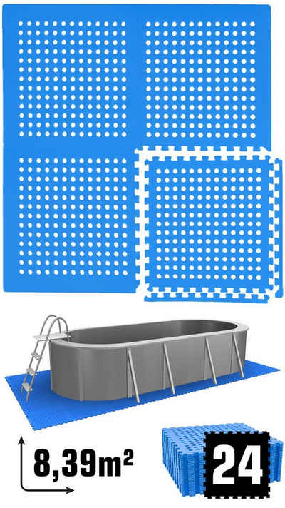 eyepower Bodenmatte »8,4 m² Poolunterlage 24 EVA Matten 62x62 Matte Set«, Stecksystem rutschfest Blau