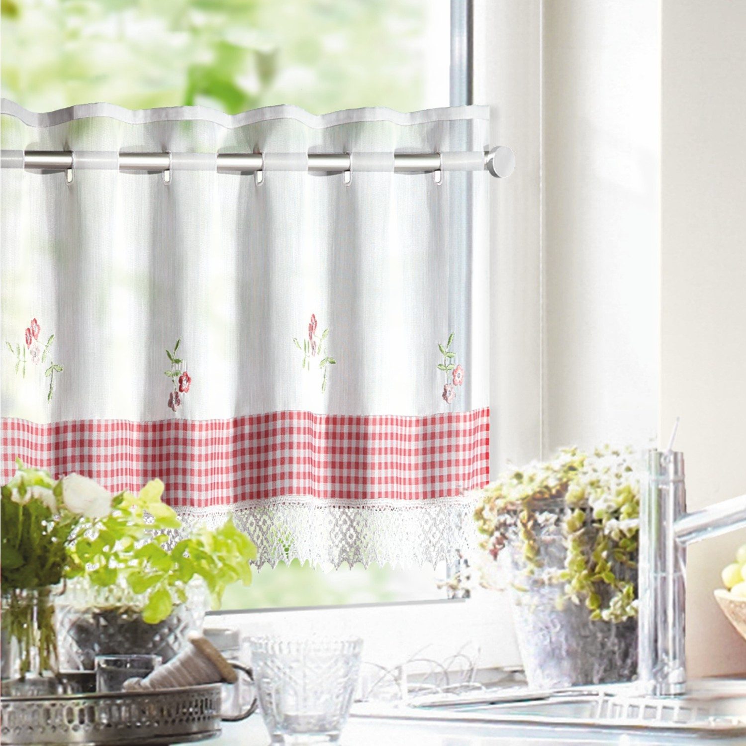 WILLKOMMEN ZUHAUSE by ALBANI GROUP Scheibengardine, Stangendurchzug, transparent