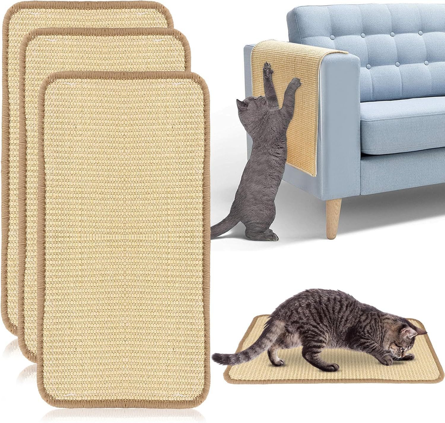 FELIXLEO Kratzmatte Kratzmatte Katze 3 Stück Sisal Kratzbrett Selbstklebend 50x25cm, (1-tlg)