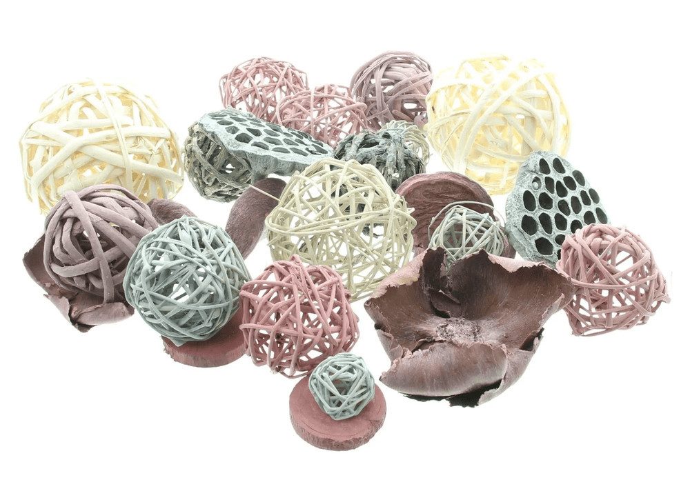 Home-trends24.de Dekokugel Rattan Kugeln Fruchthülsen Dekokugeln Set