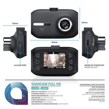 Aplic Dashcam (Full HD, Mini, WDR-Videooptimierung, 150° Weitwinkelobjektiv, integrierter Akku)