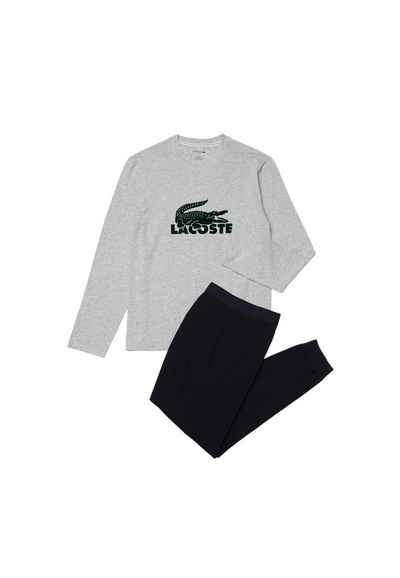 Lacoste Pyjama Schlafanzug Pyjama-Set lang mit Samt-Logo aus (1 tlg)