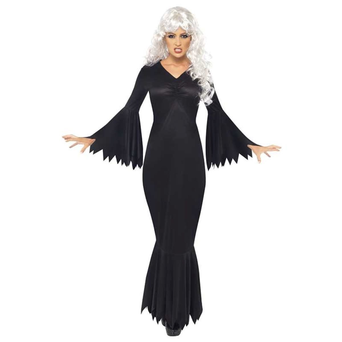 Hexen-Kostüm Kostüm Lady Vampir Schwarze Robe Gr.M