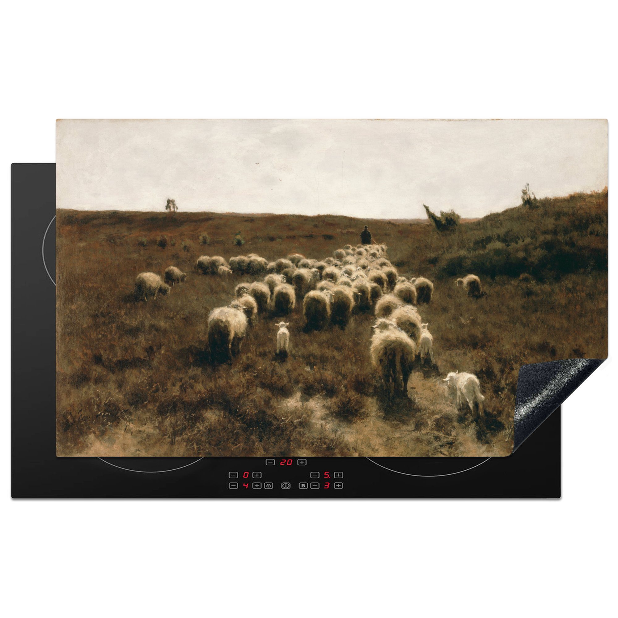 MuchoWow Herdblende-/Abdeckplatte Die Rückkehr der Herde - Gemälde von Anton Mauve, Vinyl, (1 tlg), 83x51 cm, Ceranfeldabdeckung, Arbeitsplatte für küche