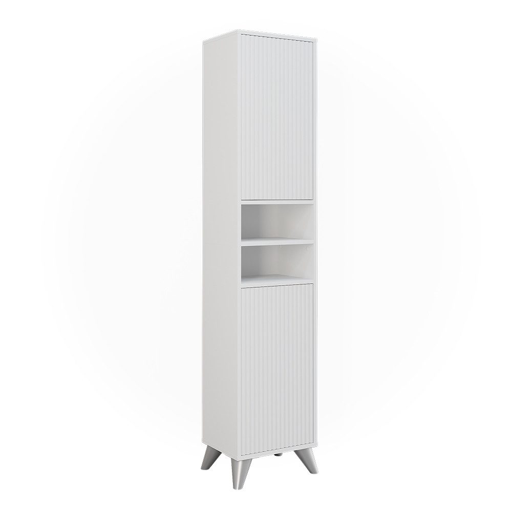 Vicco Badschrank Leano Weiß 38 x 180 cm mit 2 Türen günstig online kaufen