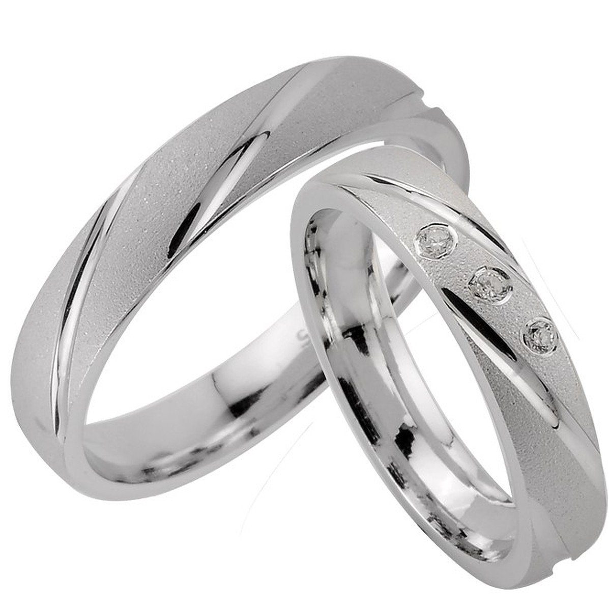 Trauringe123 Trauring Hochzeitsringe Verlobungsringe Trauringe J39 Eheringe m. 3 Partnerringe 925 SILBER Stein