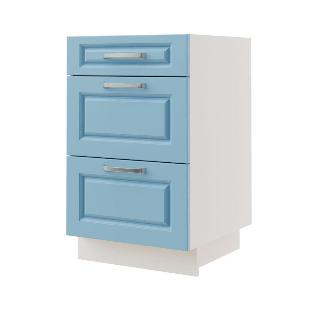 Feldmann-Wohnen Unterschrank Pescara (Pescara, 1-St) 50cm Front- und Korpusfarbe wählbar mit 3 Schubladen (Teilauszug)