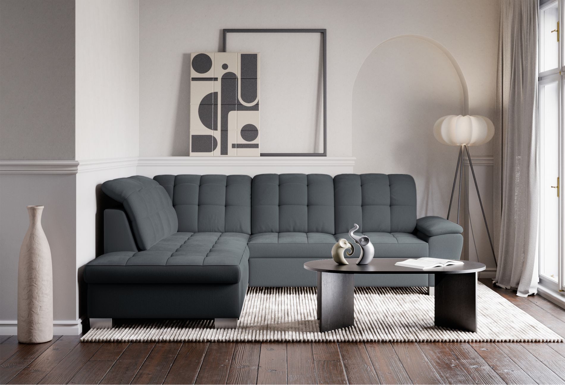 Selsey Ecksofa JAMAAL, Ecksofa mit Schlaffunktion, Bettkasten & Verita-Stoff, L-Form