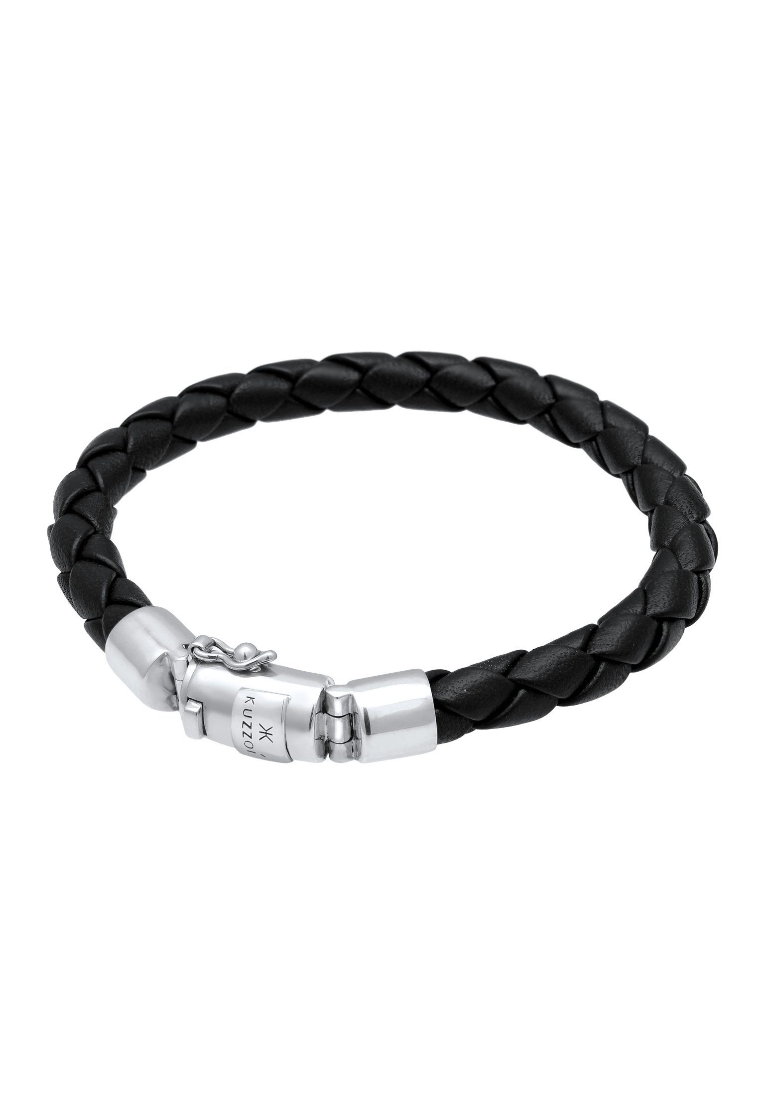 Kuzzoi Armband Herren Lederarmband Kastenverschluss 925 Silber