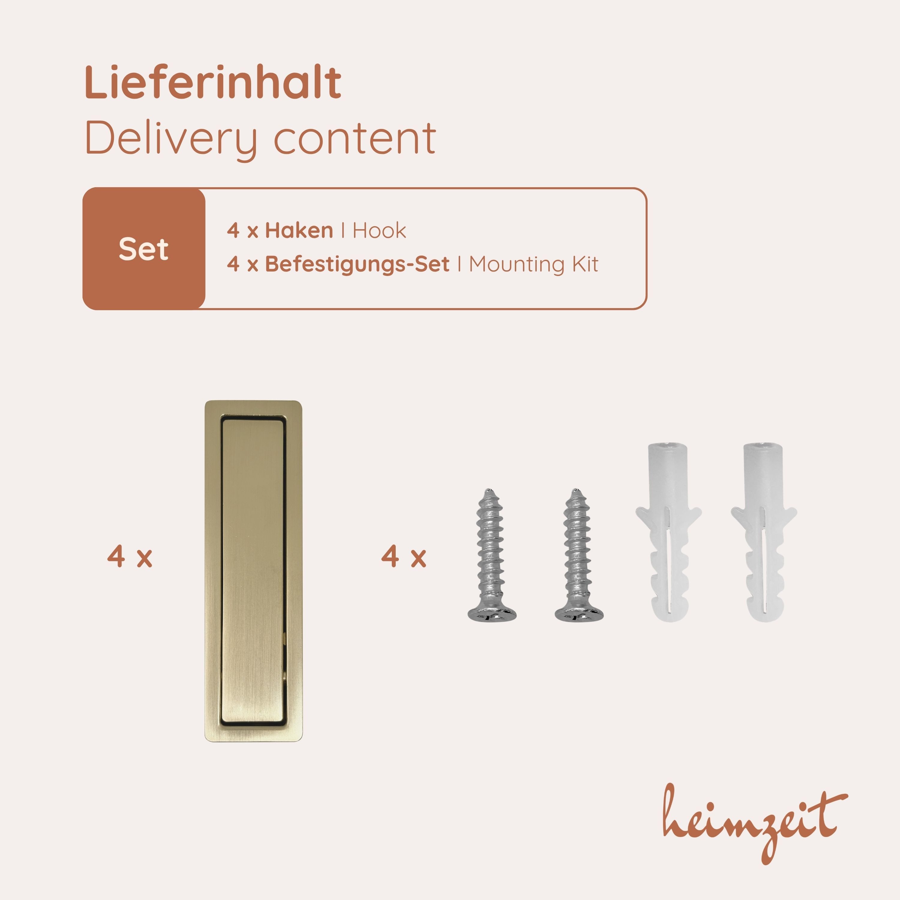 heimzeit Garderobenhaken heimzeit Kleiderhaken Edge - 4 Stück (Set, 4 St), Wandhaken für Garderobe, Jacke, Handtuch, Rucksack und Kleidung – Bild 5 von 5