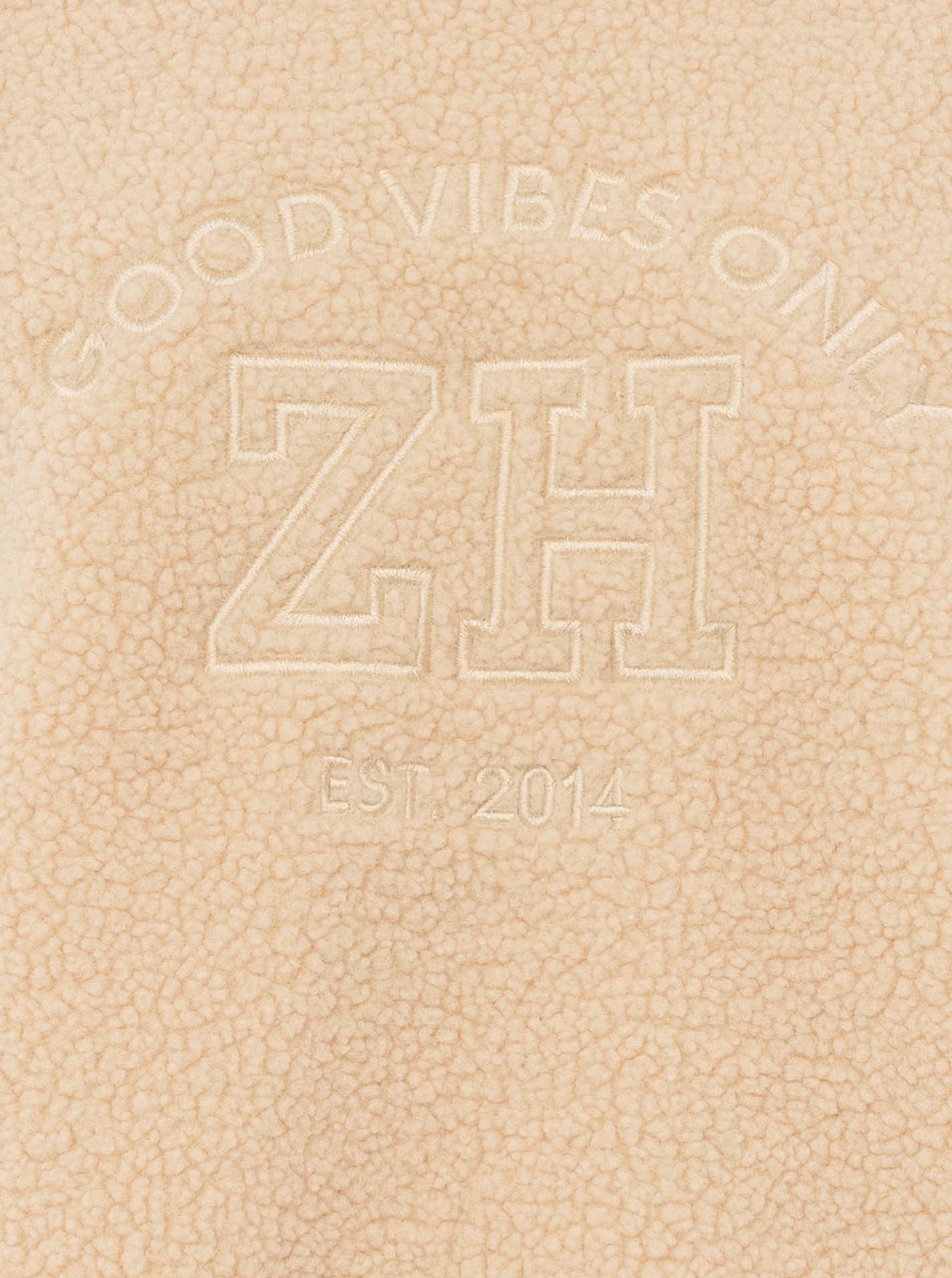 Zwillingsherz Sweatshirt "Good Vibes" Teddy Sweater, Prägung auf Vorderseite, Rundhals, Ärmelbündchen – Bild 5 von 5