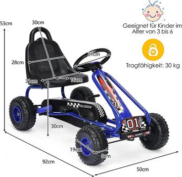 KOMFOTTEU Tretfahrzeug Tretauto, mit verstellbarem Sitz, bis 30 kg