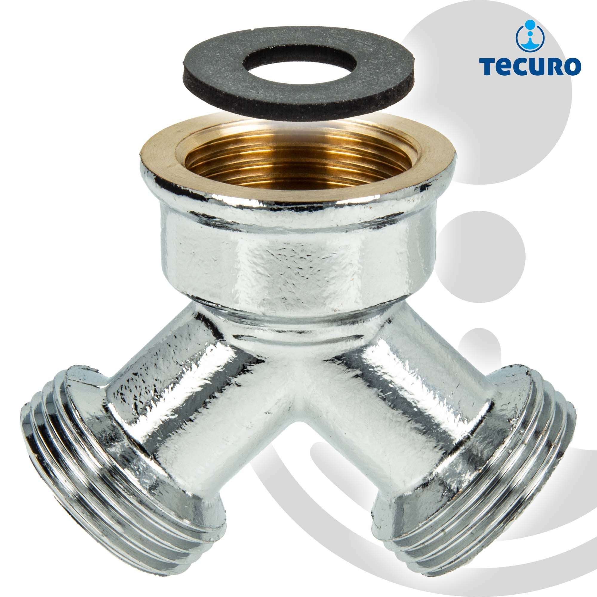 tecuro Gewindefitting 2-Wege Verteiler, Gabelstück allseitig 3/4 Zoll - inkl. Dichtung