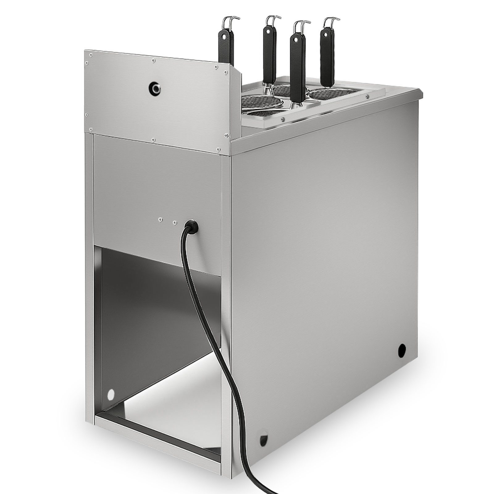 vertes Spaghettitopf Gastro Nudelkocher mit Stand Pastakocher aus Edelstahl, Elektrisch, 2x 1700 Watt, 2 separate Kochbecken zu je 8 Liter