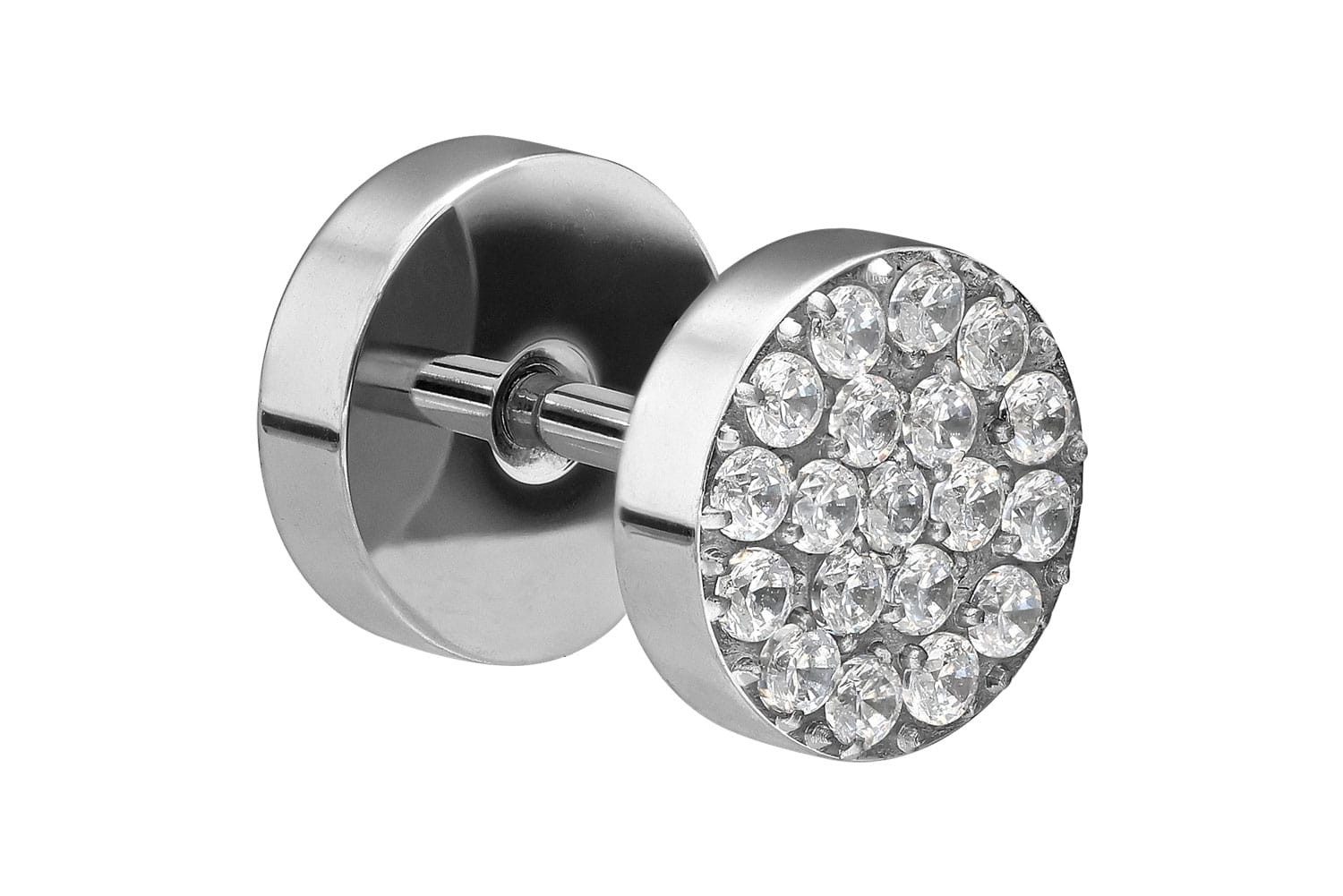 PIERCINGLINE Fake-Ear-Plug Chirurgenstahl Fake Plug KRISTALLE (Fake Plugs, 1-tlg)