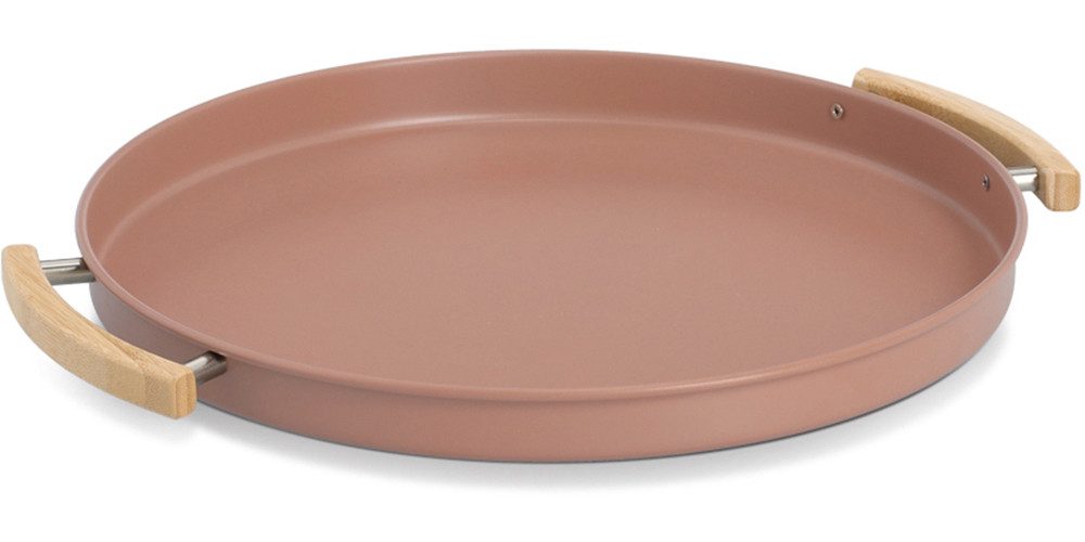 Zeller Present Tablett Serviertablett, Metall/Gummibaum, mocca, Holz, Metall, Trendfarbe, perfekt zum Dekorieren