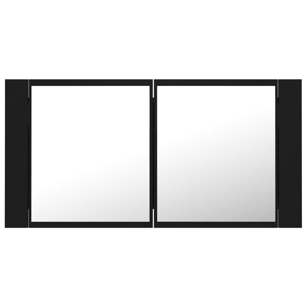 Schwarz 90x12x45 LED-Bad-Spiegelschrank Acryl (1-St) vidaXL Badezimmerspiegelschrank cm