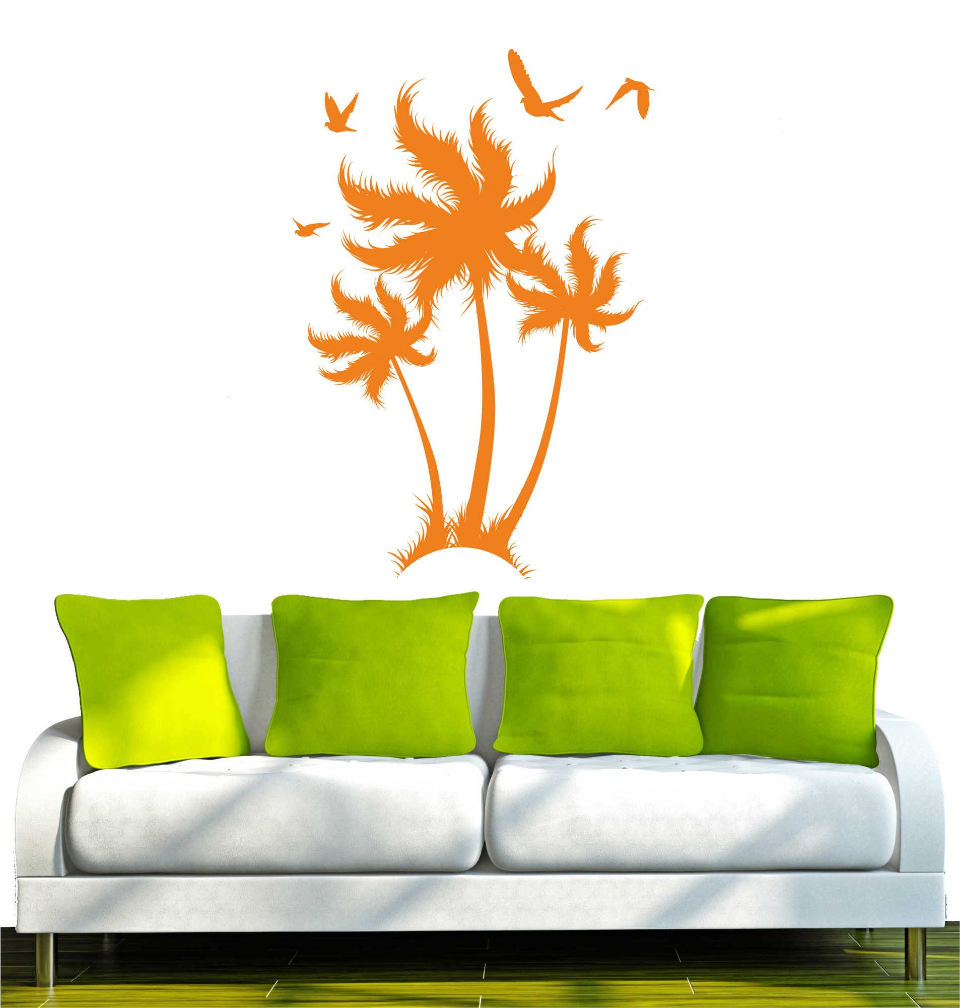 INDIGOS UG Wandtattoo Wandtattoo - Wandaufkleber - w302 Blume Ranke Pflanze Palme