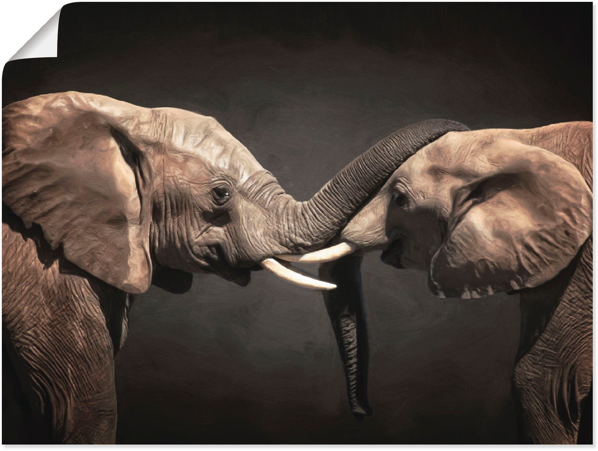 Artland Wandbild Zwei Elefanten, Wildtiere (1 St), als Leinwandbild, Wandaufkleber oder Poster in versch. Größen