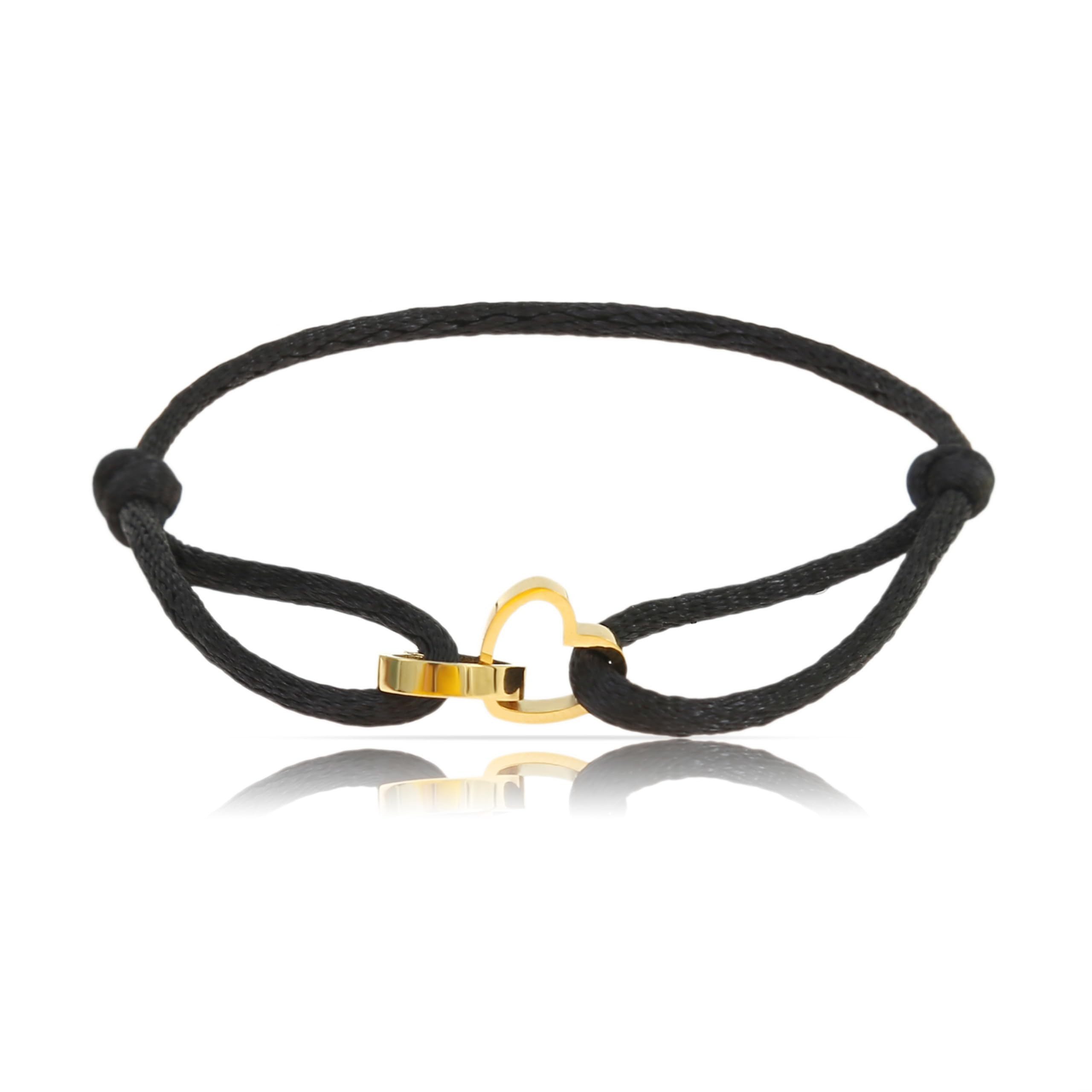Made by Nami Armband Herz Armband Damen Schwarz aus Edelstahl, Wasserfester Schmuck Größenverstellbar Freundschaftsarmbänder