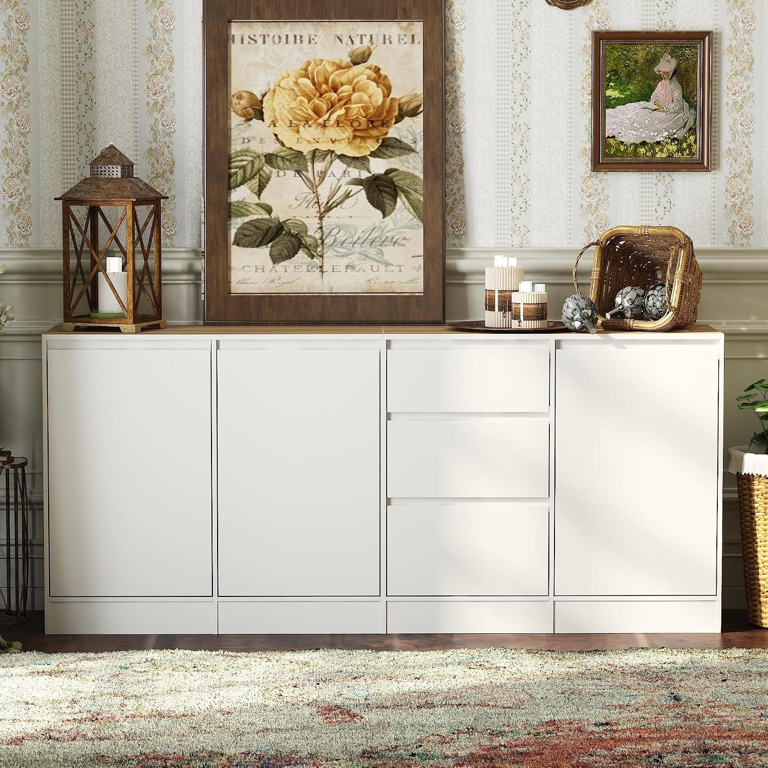 FUFU&GAGA Kommode Weiß PET Hochglanz Serie, 80-180 cm breit, Kommode Modern