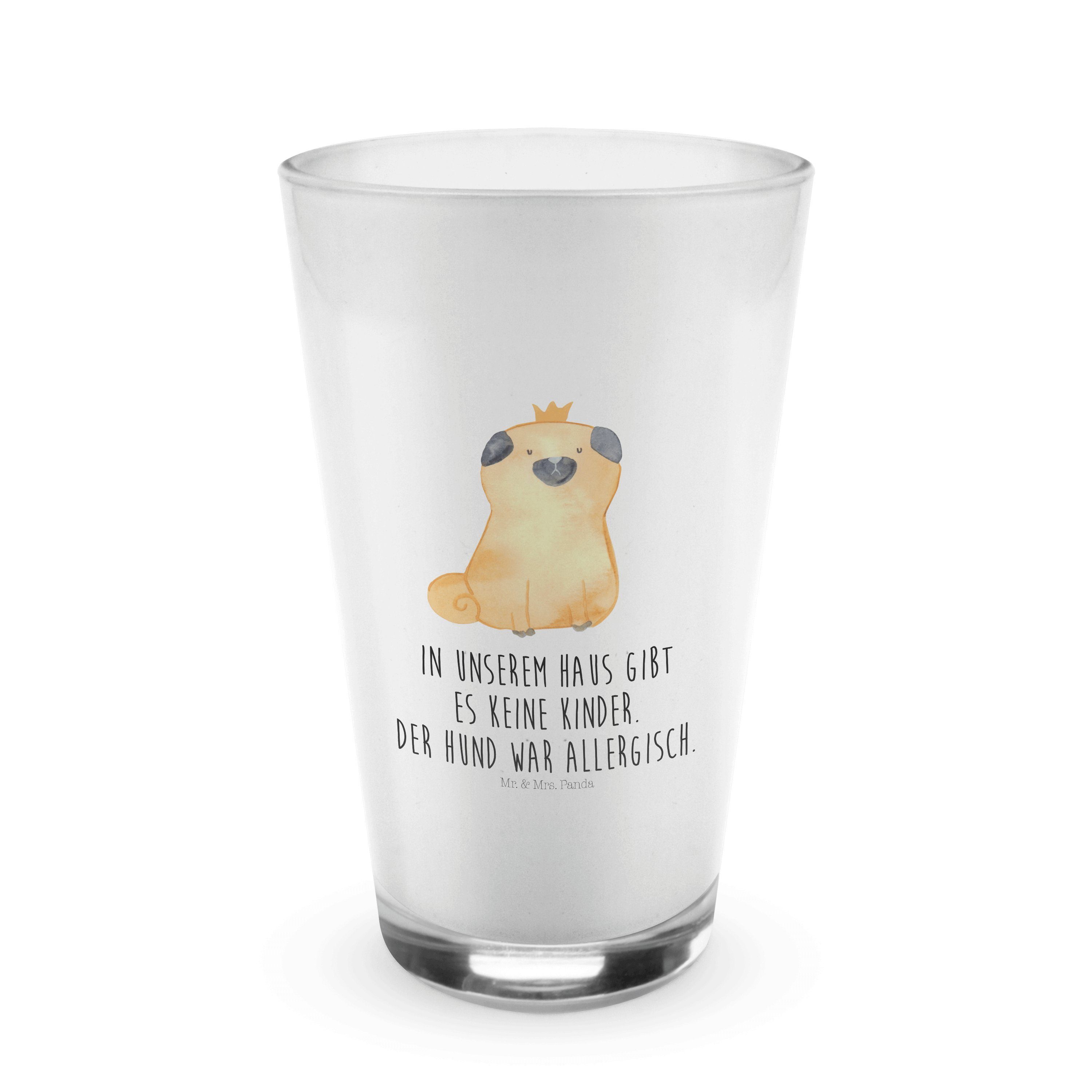 Hund, Mr. Hu, Transparent & - Premium Geschenk, Mrs. Panda Hunderasse, Glas Mops Glas Krone - Vierbeiner,