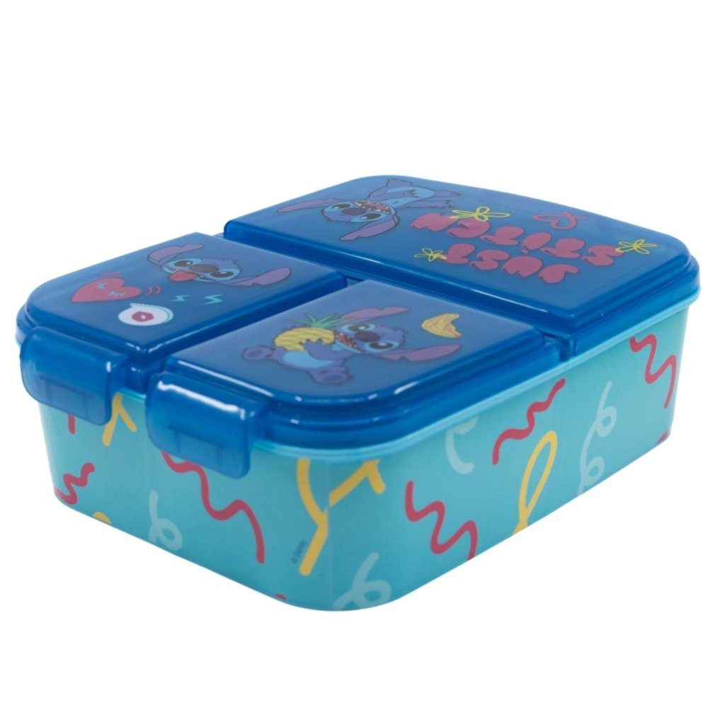 Stor Lunchbox Kinder Brotdose mit Unterteilung 3 Fächer Brotbox Brotbüchse, Kunststoff, (1-tlg), Stitch
