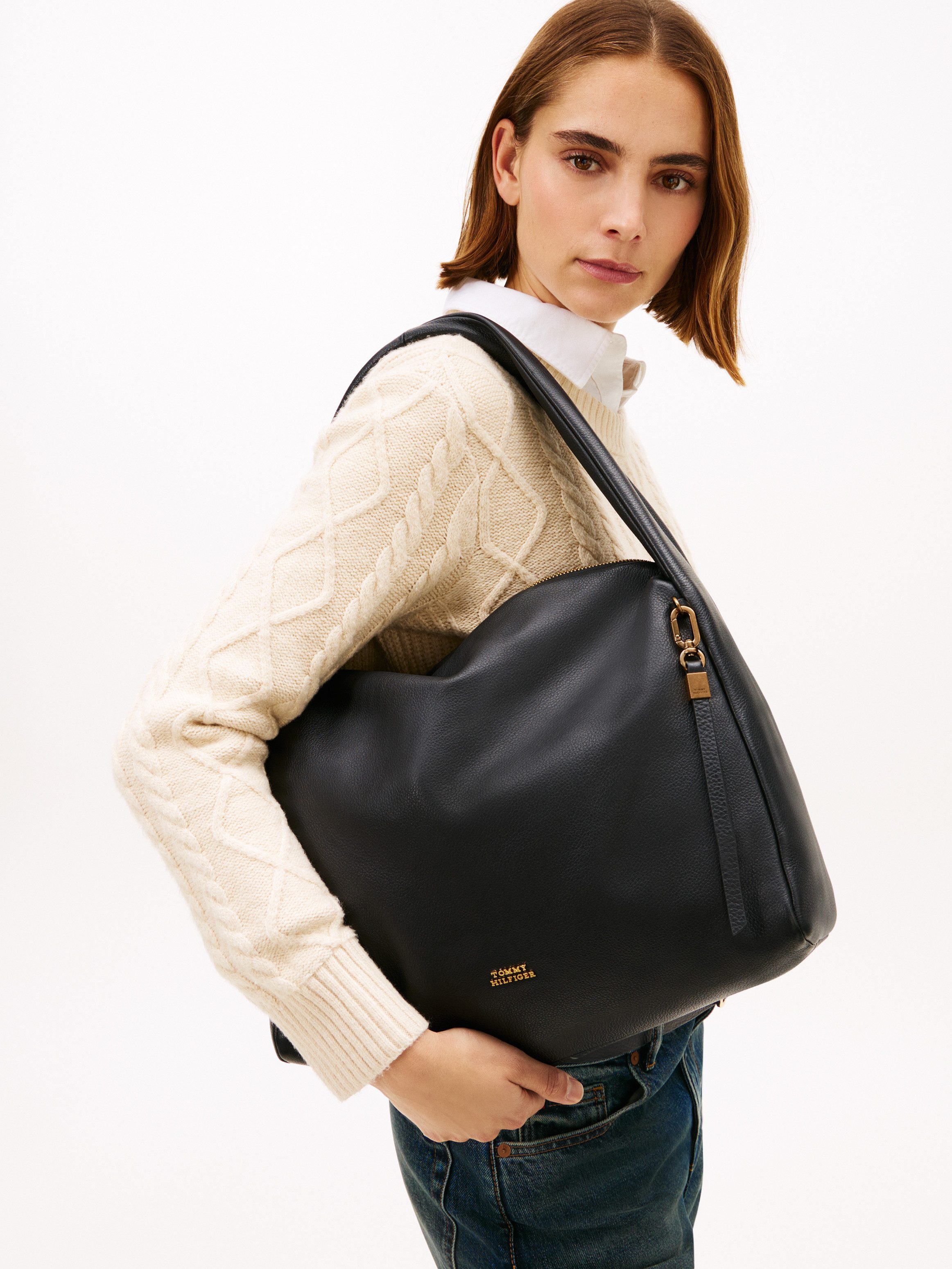 Tommy Hilfiger Hobo CITY LEATHER HOBO, Damen Tragetasche, Schultertasche mi günstig online kaufen
