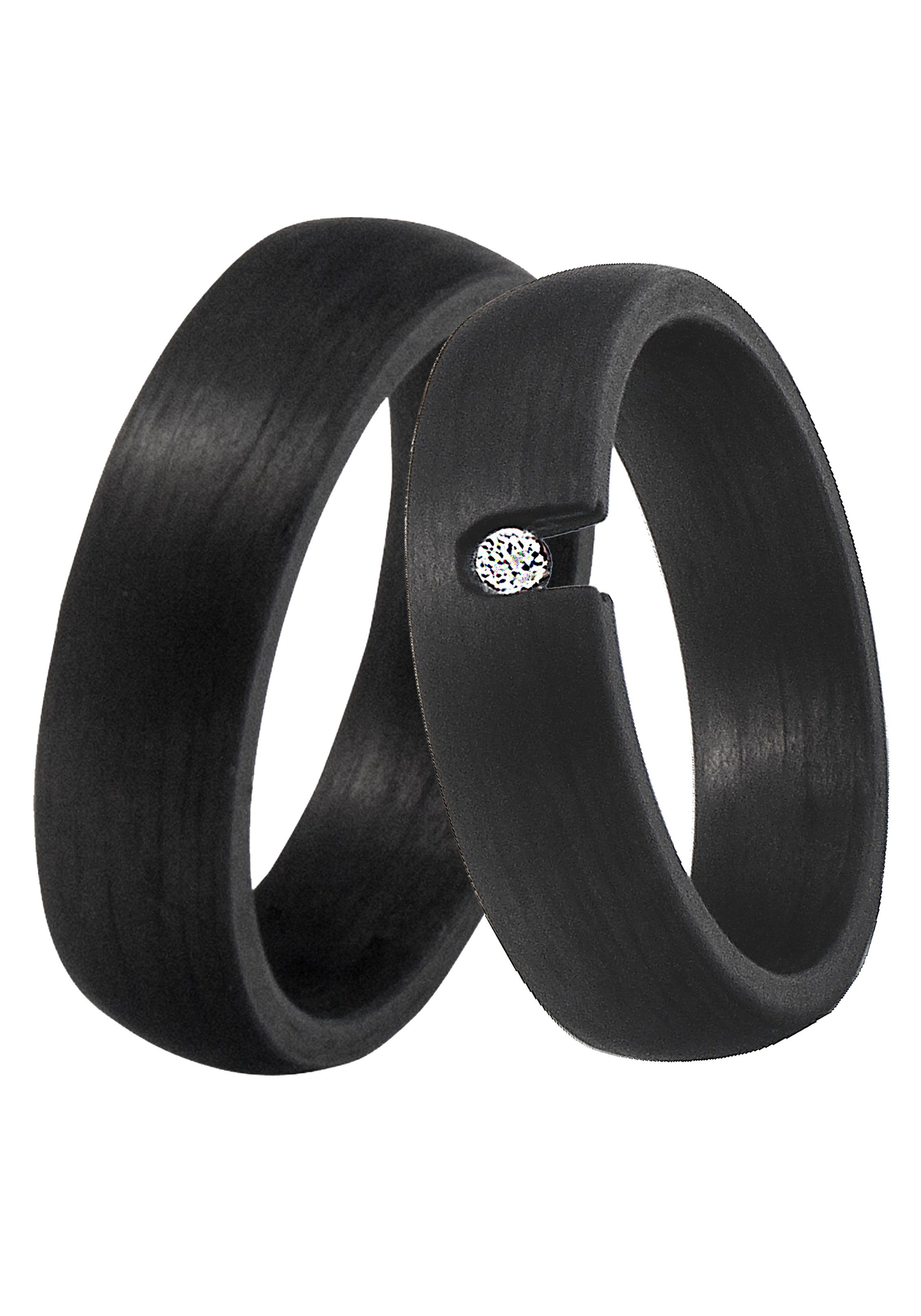 DOOSTI Trauring Schmuck Geschenk CARBON Trauring Ehering Partnerring LIEBE, wahlweise mit oder ohne Zirkonia