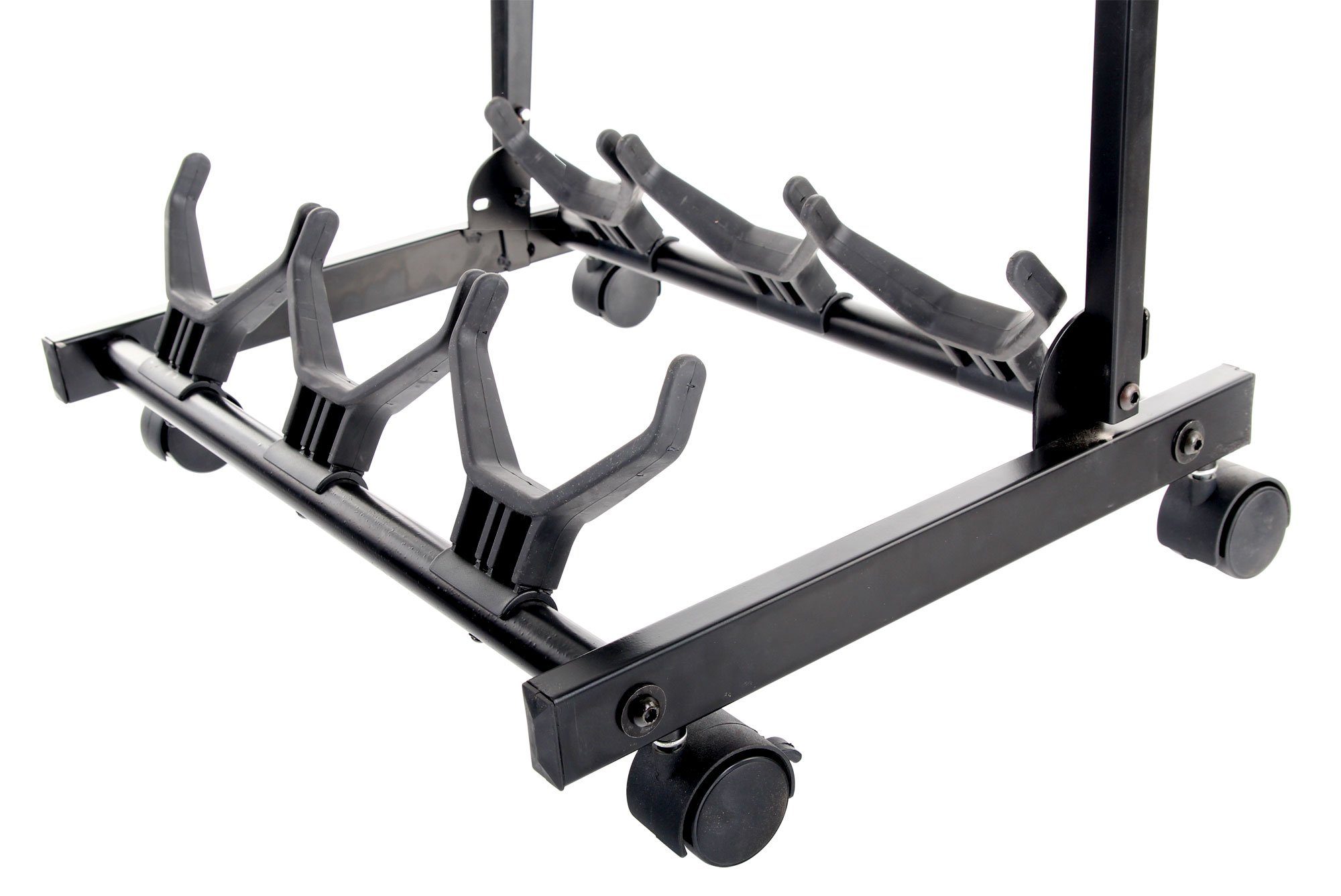 Rocktile Gitarrenständer 3-Fach Gitarrenhalter, Gitarrenstativ klappbar mit Rollen