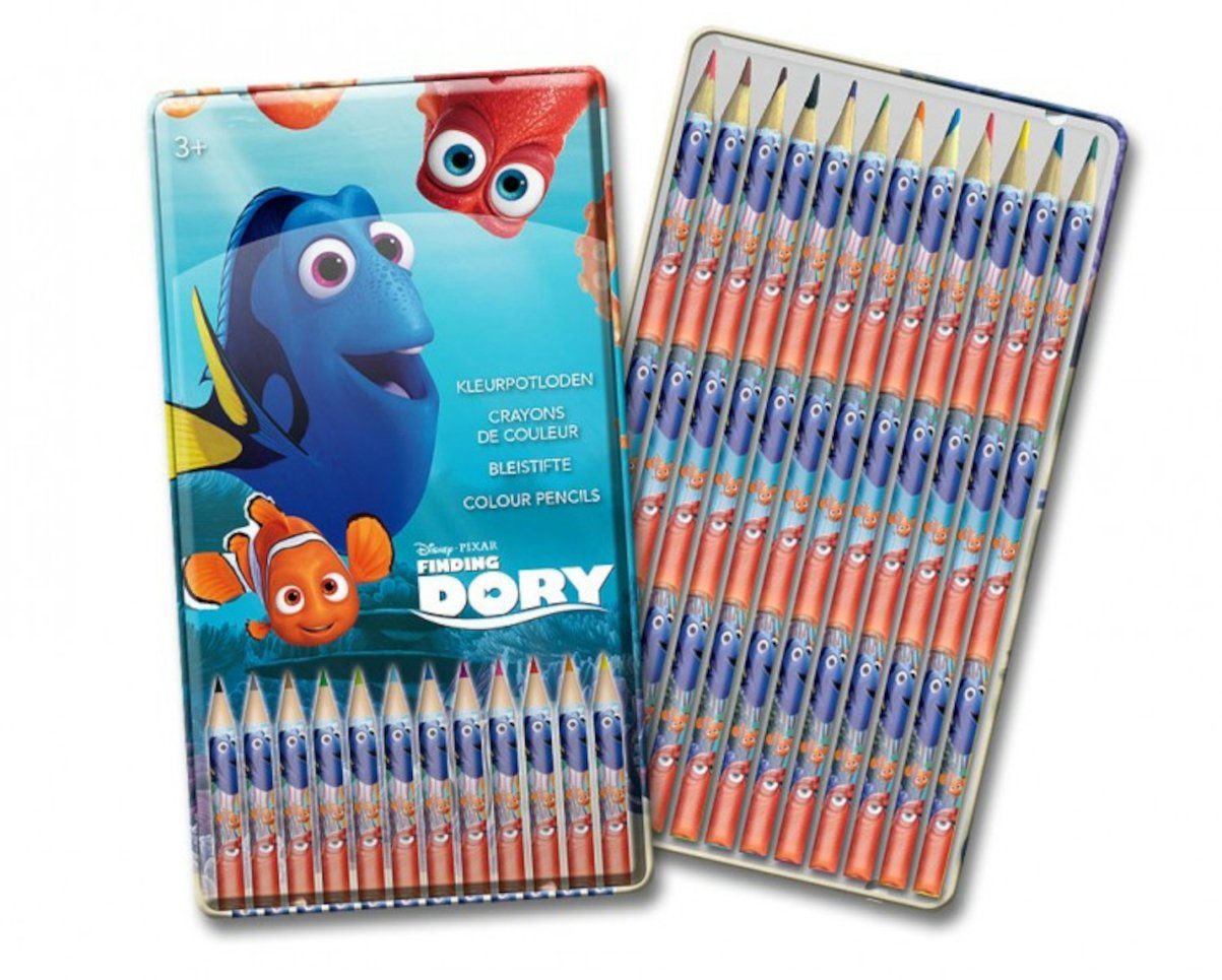 Dory Disney Finding Findet Schreibgeräteetui Disney Dorie Metallbox 12-teilig, Buntstifte,