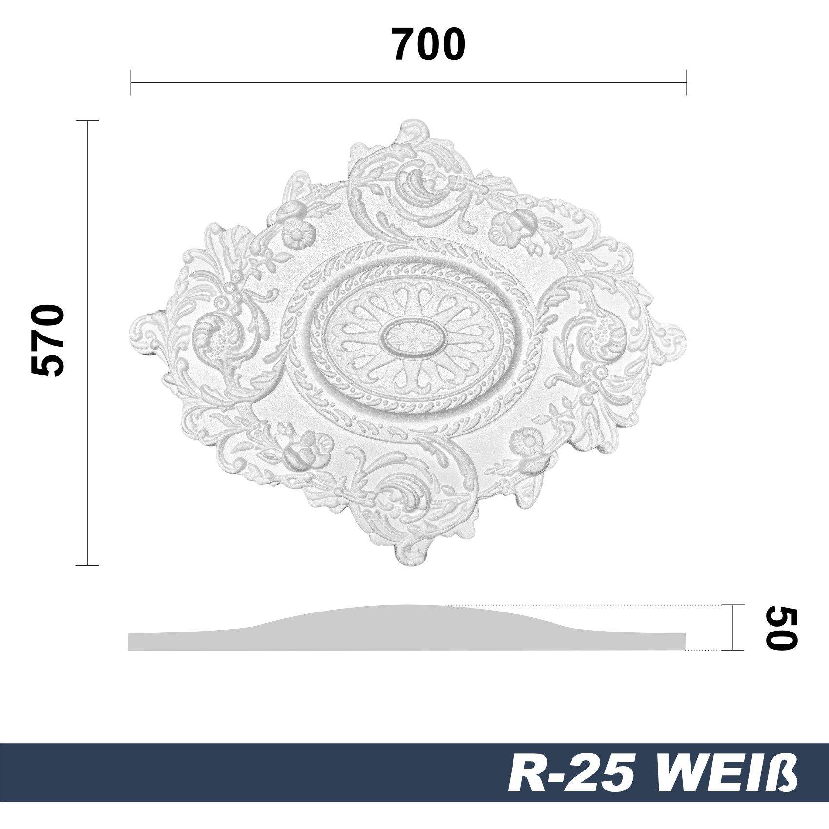 marbet design Wanddekoobjekt R-25 (Stuckrosette aus EPS Styropor, weiß, Zie günstig online kaufen