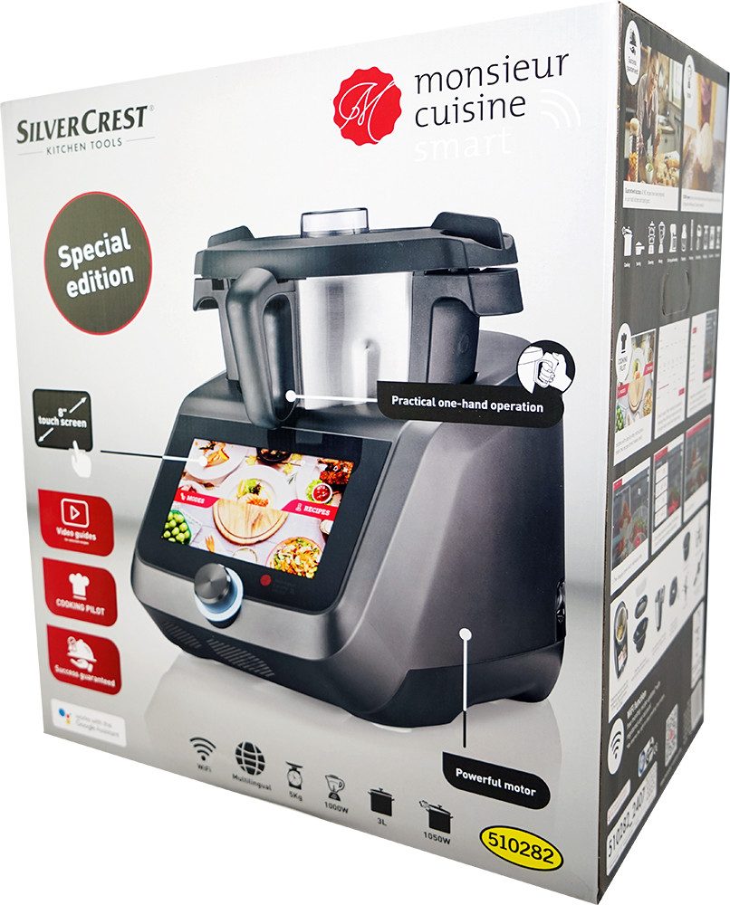 SilverCrest Küchenmaschine mit Kochfunktion Monsieur Cuisine Smart Limited Edition SKMS 1200 Anthrazit, 1200 W, 4,5 l Schüssel, WLAN-Funktion: für monatliche Rezepte-UpdatesII