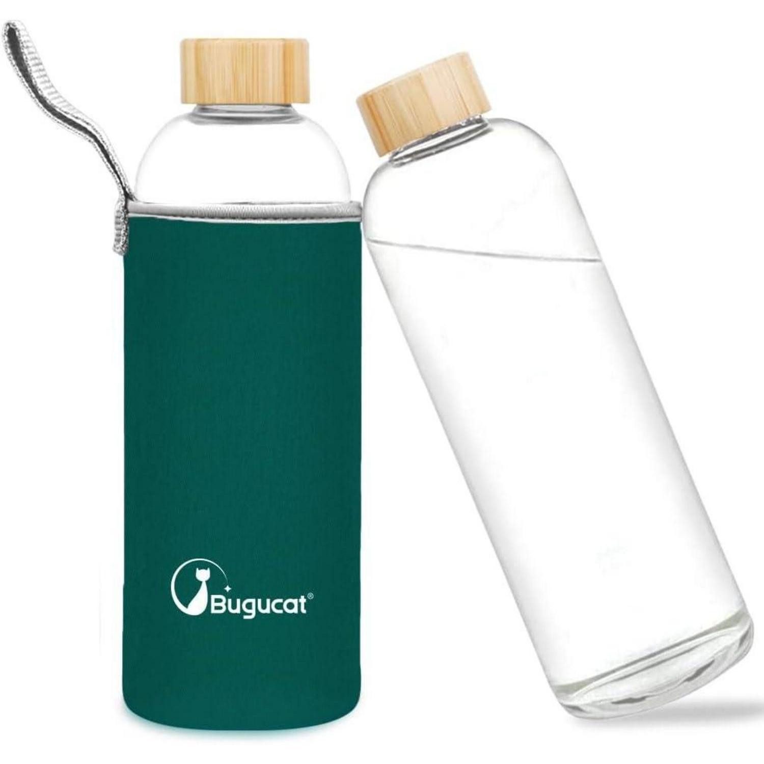 LuxusKollektion Trinkflasche Glasflasche 1 Liter Trinkflasche Borosilikatglas Schutzhülle