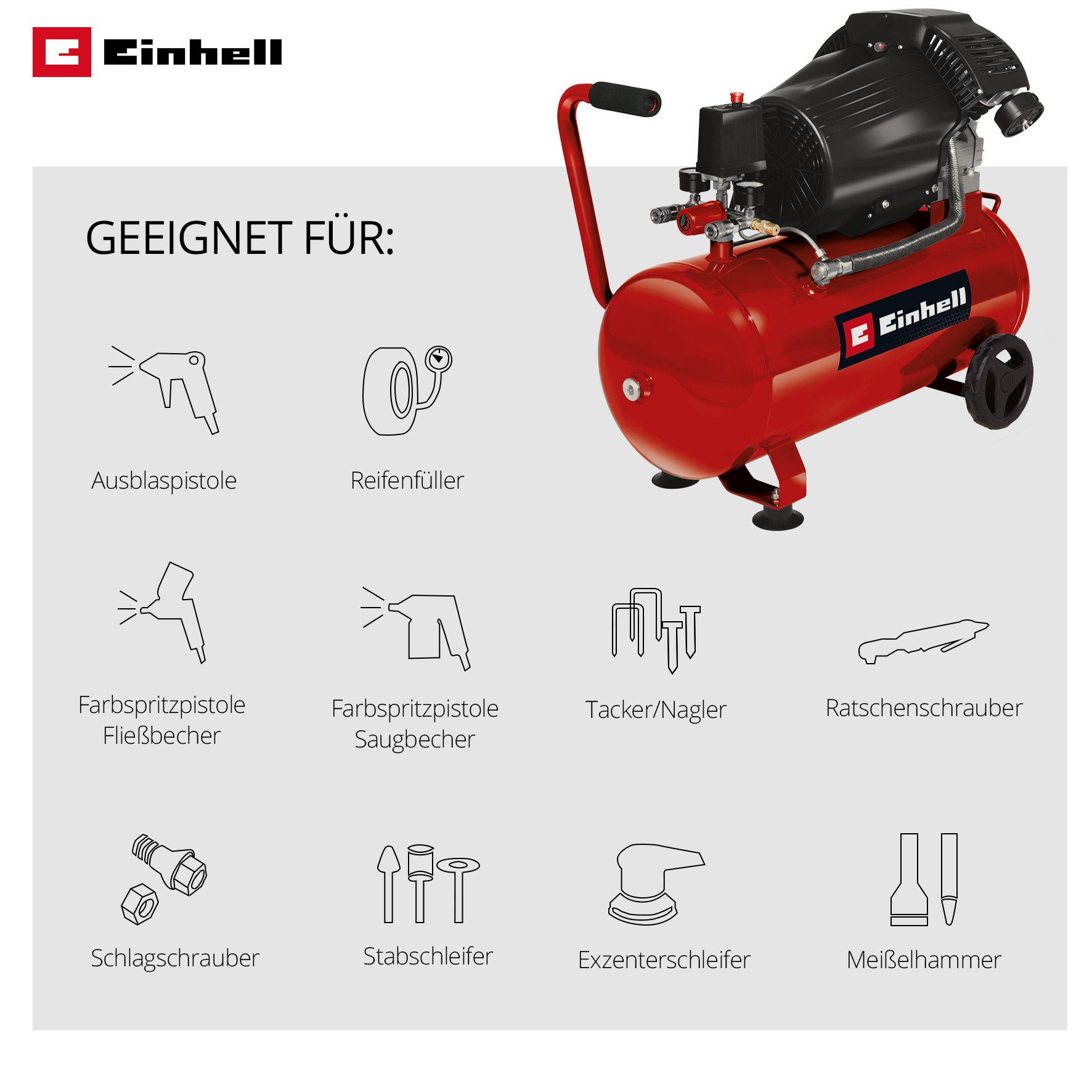 Einhell Kompressor TC-AC 420/50/10 V, 2200 W, max. 10 bar, 50 l