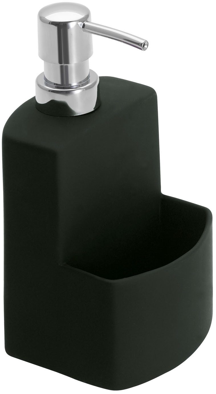 WENKO Дозаторы для моющих средств Modell Festival, aus Keramik, Soft-Touch Beschichtung, mit Spülschwamm-Fach, 380 ml