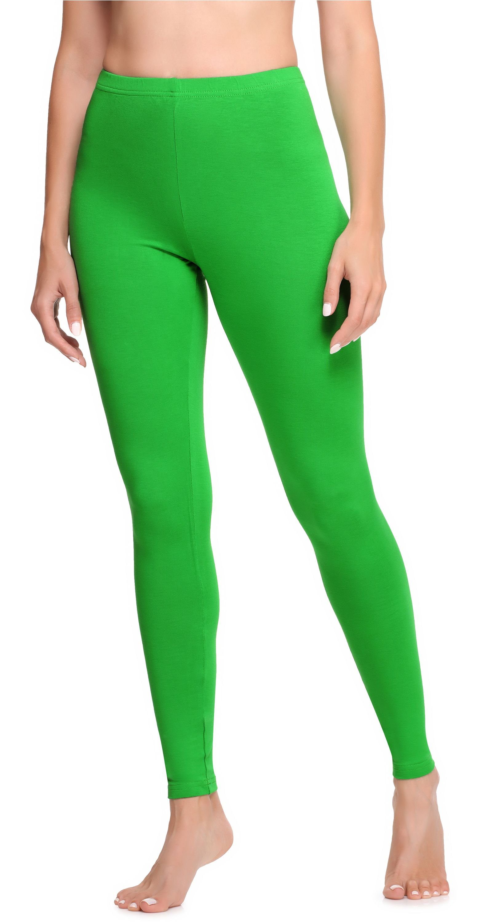 Ladeheid Leggings Damen Lange Leggings aus Baumwolle LA40-133 (1-tlg) elastischer Bund Grün