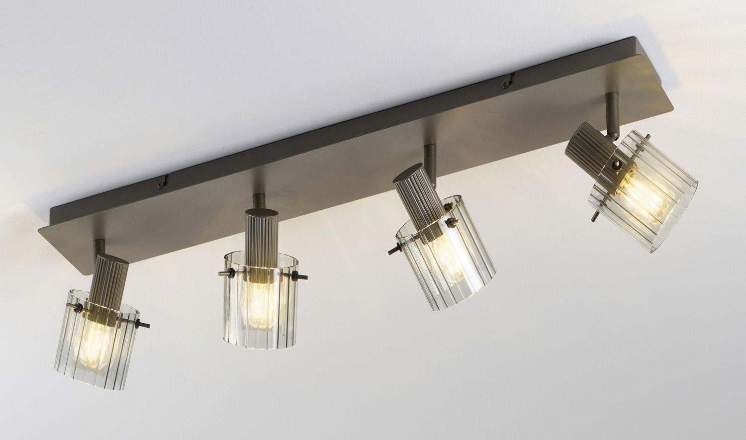 casa NOVA Deckenstrahler RONJA, B 70,2 cm, 4-flammig, Metall, Rauchglas, ohne Leuchtmittel