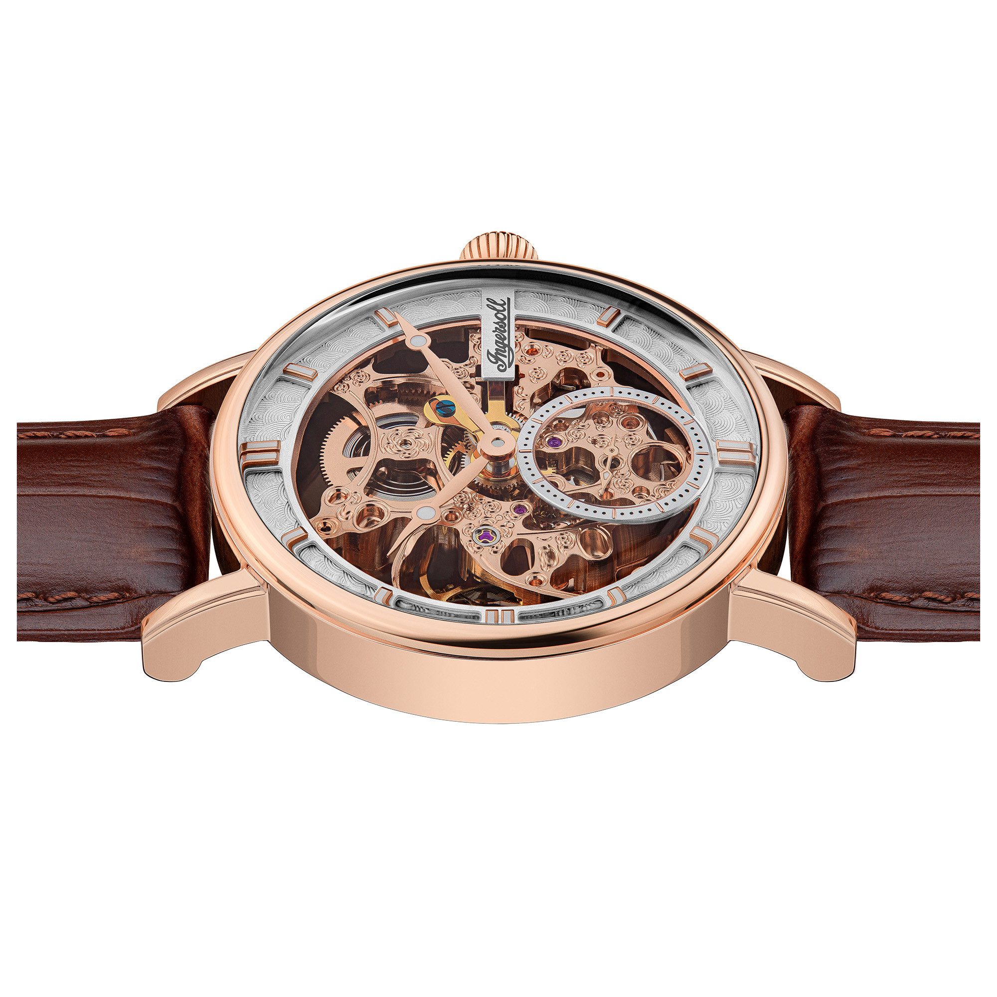 Ingersoll Automatikuhr The Herald I00401B, Armbanduhr, Herrenuhr, Mechanische Uhr, Lederarmband, analog