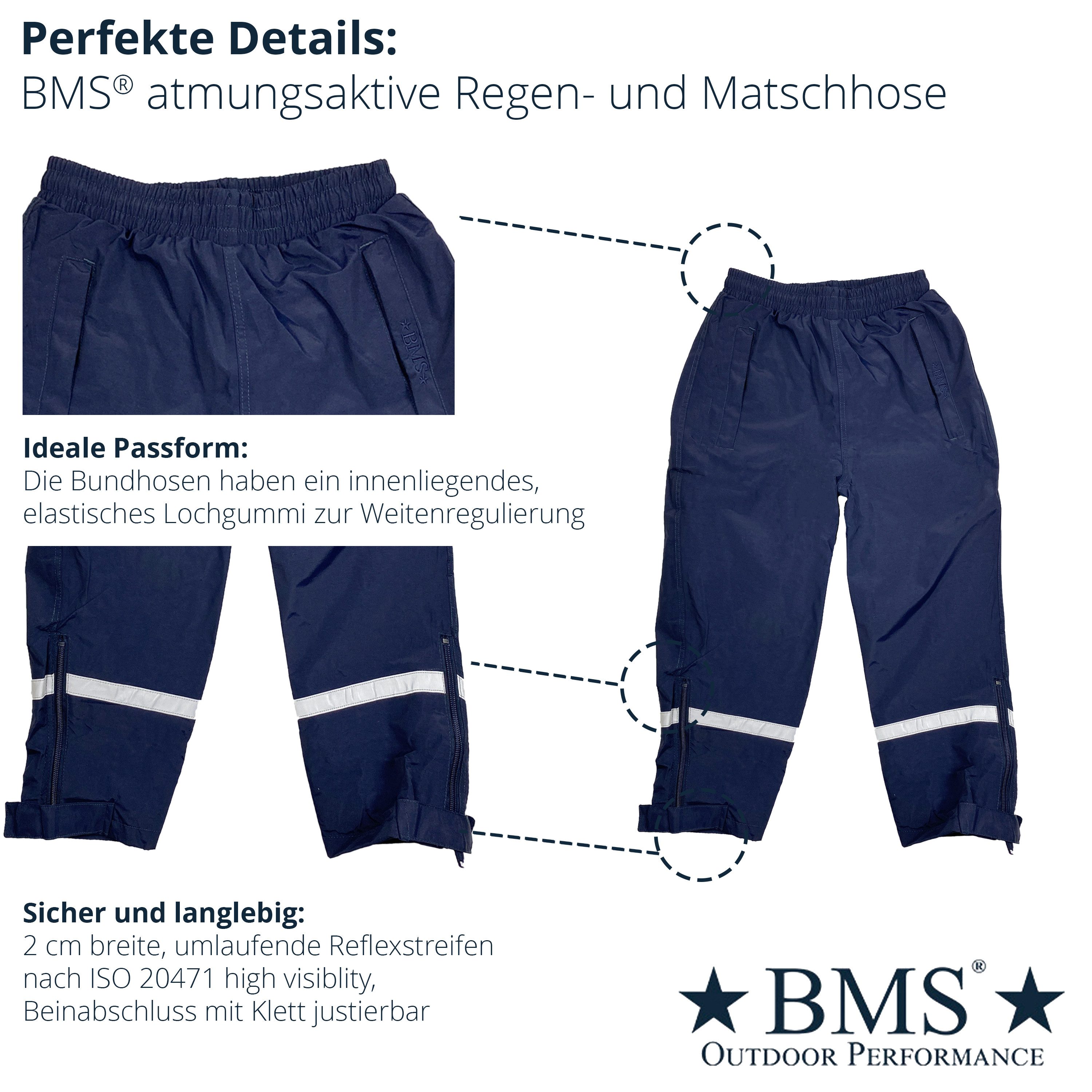 BMS Regen- und Matschhose atmungsaktive Regenbundhose für Kinder - 100% wasserdicht elastikbund mit Tunnelzug