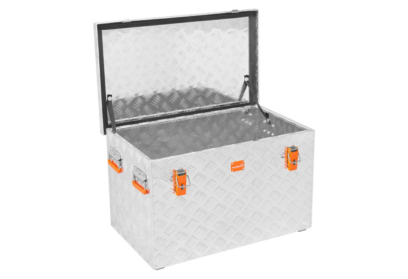 Thumbnail - ALUBOX Aufbewahrungsbox aus Aluminiumriffelblech massive Transportkiste (150 Liter), Fangbänder & Gasdruckdämpfer im Dec...