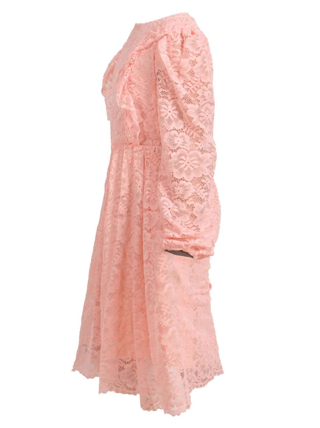 Kleid Maxikleid mit Spitze Pom Kleid, Pom Rosa Ärmel KMISSO Vinted Mädchen Spitzen (1-tlg)