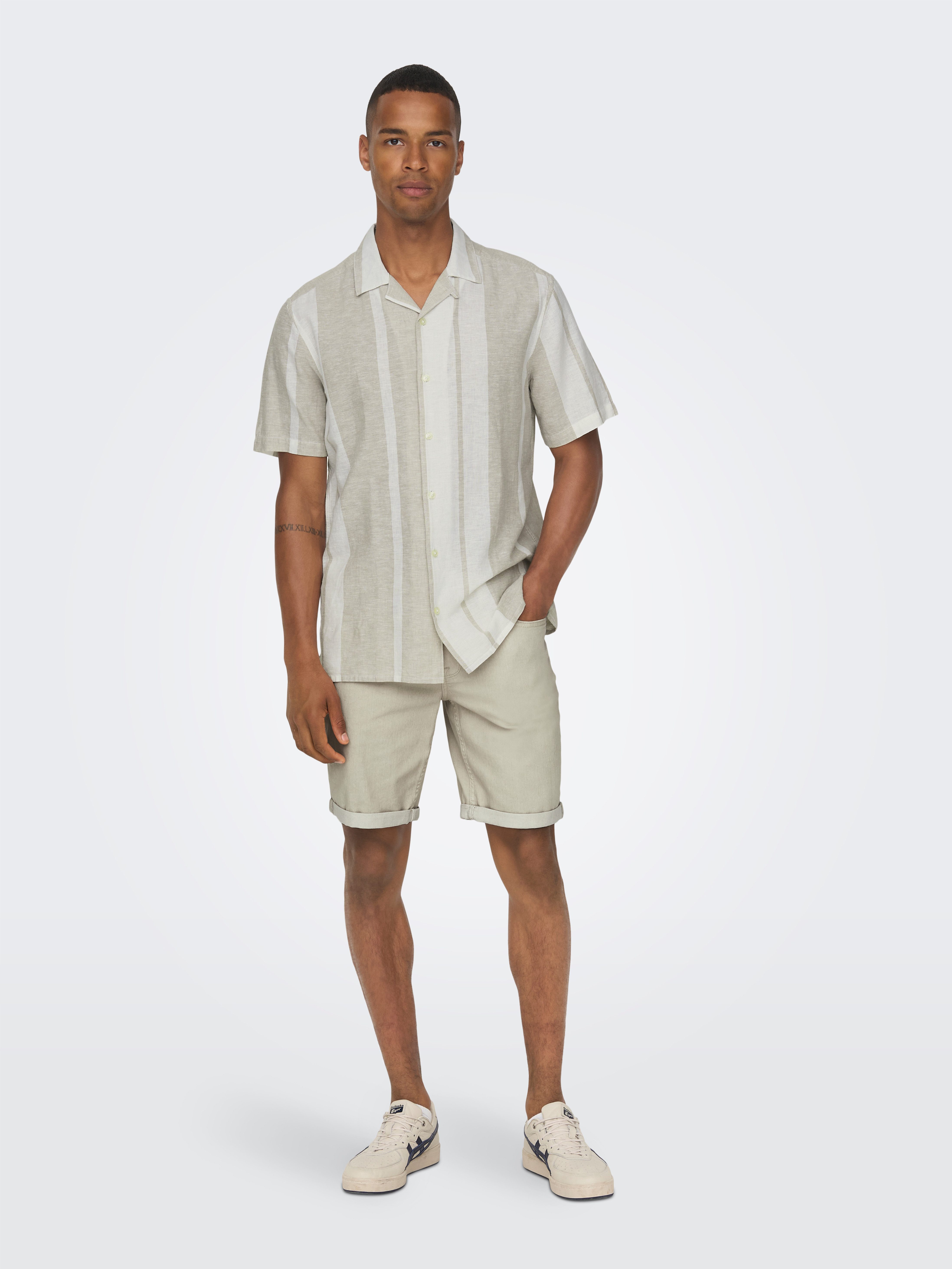 ONLY & SONS Kurzarmhemd ONSCAIDEN SS STRIPE LINEN RESORT NOOS – Bild 4 von 5